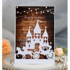 Wedding Card Design Laser Cut Castle And Carriage Invitation Iridescent  Card Greeting Card